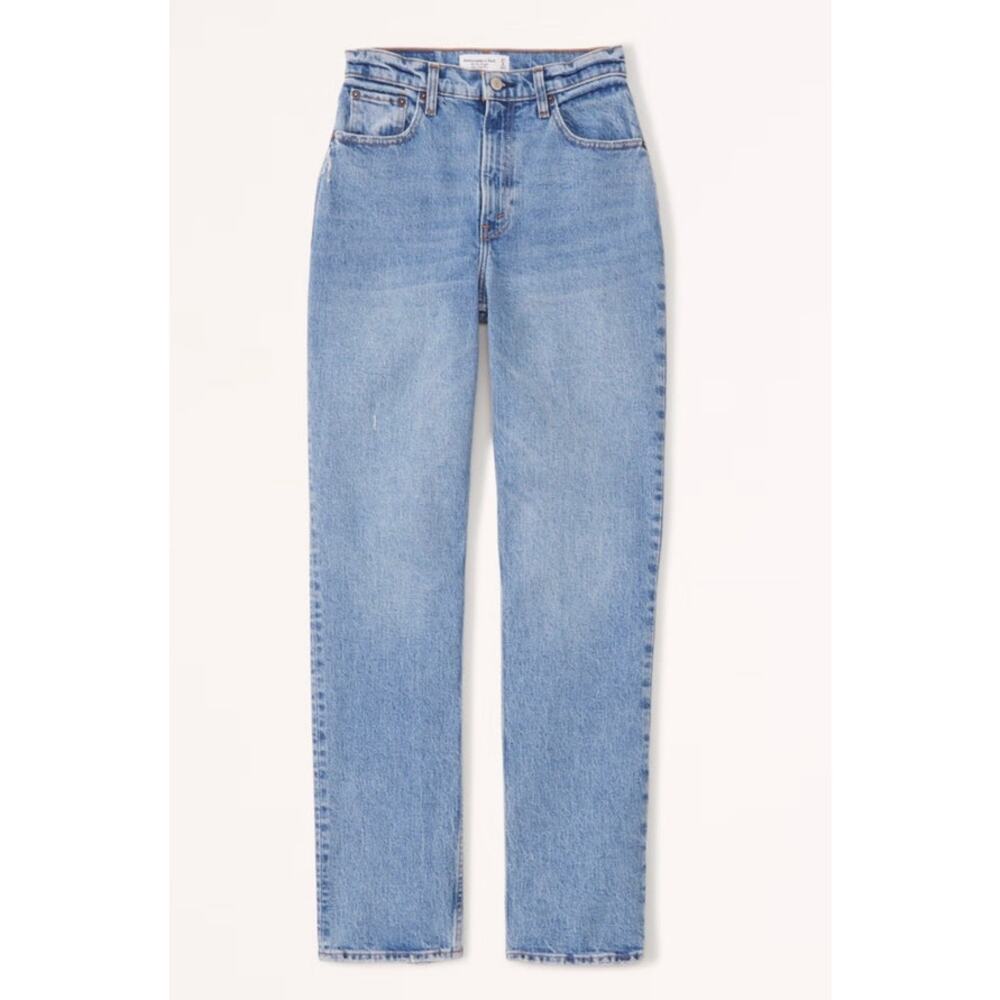 abercrombie & fitch Curve Love Ultra High Rise 90s Straight Jean 37/ 24 short